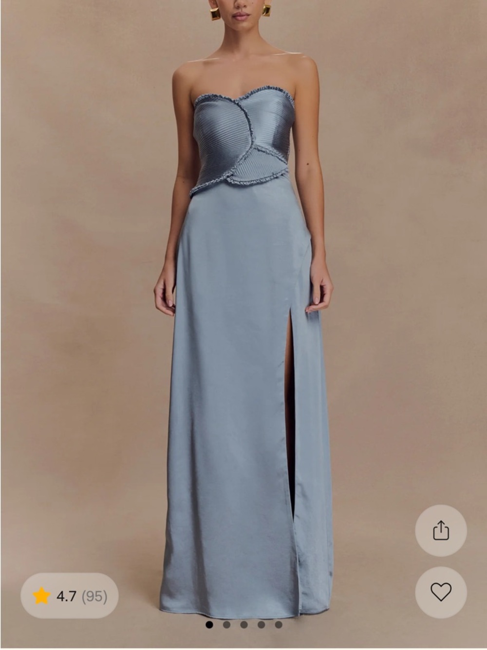 Meshki Strapless Slate Blue Evening Gown with Side Slit